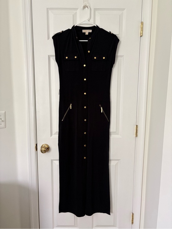 Michael Kors Dresses & Skirts - Michael Kors Black Maxi Dress with Gold Colored Buttons